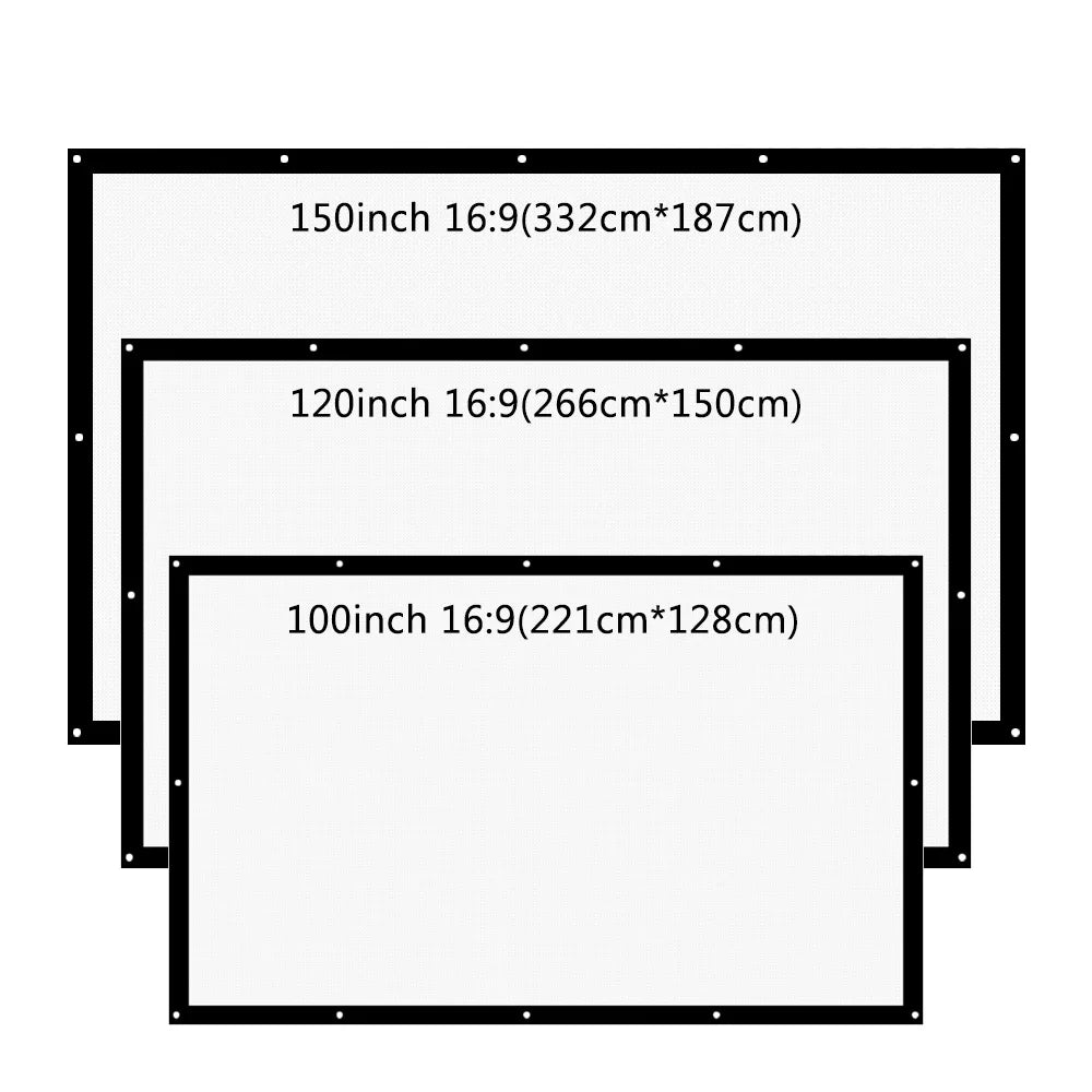 ThundeaL 16:9 100 120 150 Inch Projection Projector Screen Canvas White Curtain Screen 3D Film Portable Wall Mounted Projecting